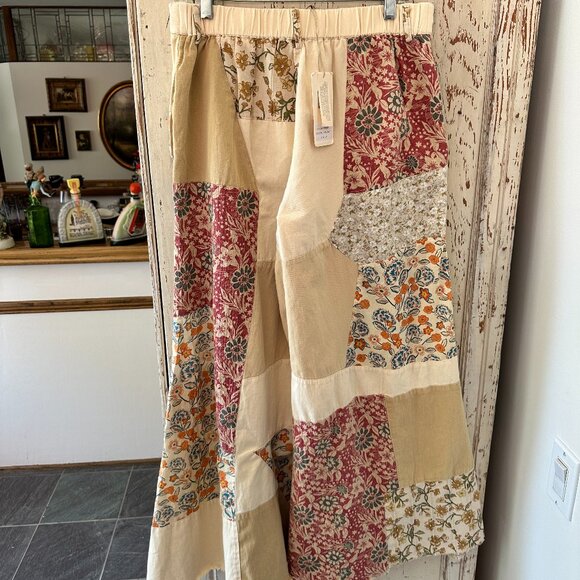 BLUE VELVET WIDE LEG PATCHWORK PANT - Picture 6 of 6